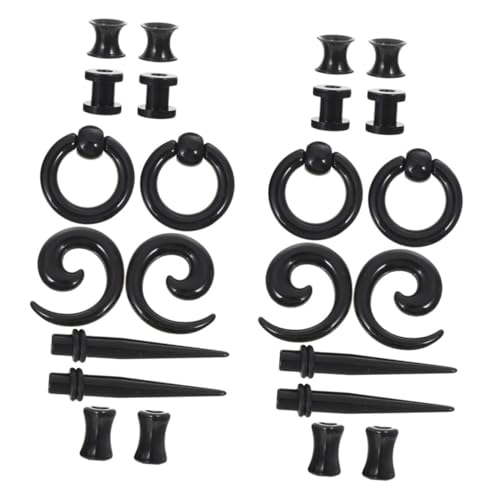 Ipetboom 2 Sätze Ohrpiercing Set Teilig Schwarz Ohr Taper Plug Spiral Expander Schmuck für Damen und Herren Vielseitig Tragbar Modisch und Modern von Ipetboom