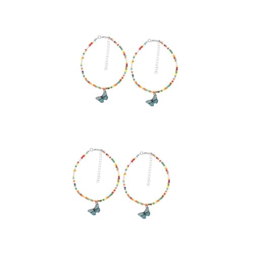 Ipetboom 2 Sätze Perlen Fußkette Damen Einstellbare Bohemian Fußschmuck Teiliges Für Strand Party Langlebiges Material Reisperlen 2 Stücke * 2 von Ipetboom