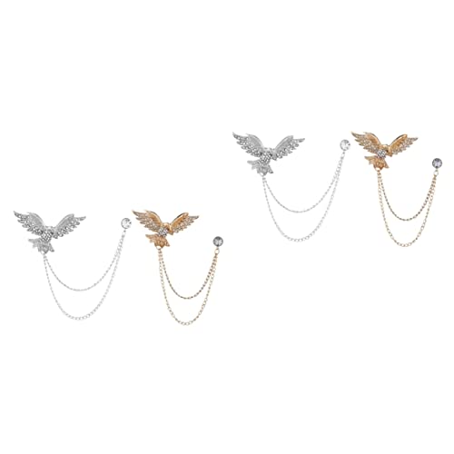 Ipetboom 2 Sätze Rhinestone Brosche Anstecknadel Mit Kette Für Anzug Hemd Retro Design Herren Accessoires Für Besondere Anlässe 2 Stücke * 2 von Ipetboom