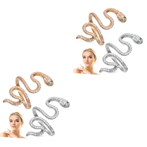 Ipetboom 2 Sätze Schlangenringe Für Damen Herren Retro Ring in Gold Silber Verstellbarer Tier Schmuck Für Eleganter Langlebiger Fingerring Für Besondere Anlässe 2 Stücke * 2 von Ipetboom