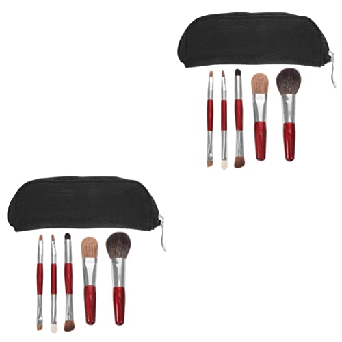 Ipetboom 2 Sätze Schminkpinsel mit Tasche Kosmetikpinsel Gesichts-Make-up-Pinsel Make-up Pinsel Puderapplikator kosmetik versorgung Mini einstellen Schattenpinsel für die nase reisen wolle von Ipetboom