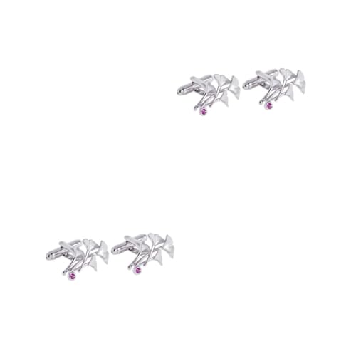 Ipetboom 2 Sätze Silberne Ginkgo Manschettenknöpfe Für Männer Hochwertige Metall Manschettenknöpfe Für Anzüge Für Hochzeiten Formelle Anlässe 2 Stück * 2 von Ipetboom