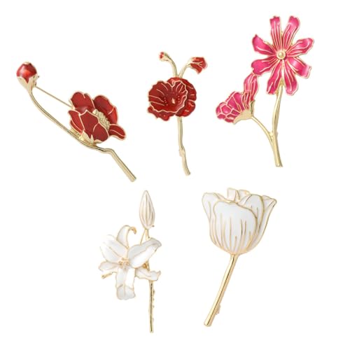 Ipetboom 2 Sätze Teiliges Blumenbroschen Legierung Anstecknadel Für Kleidung Taschen Schals Hüte Stilvolle Modebroschen Für Damen Herren Dekoration Für Besondere Anlässe 5 Stück * 2 von Ipetboom