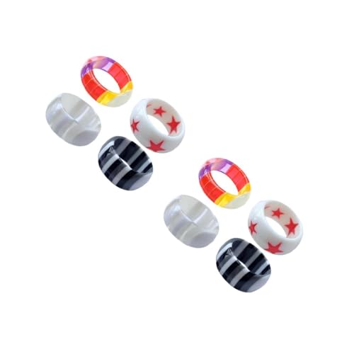 Ipetboom 2 Sätze Teiliges Farbiger Dekorativer Fingerring Harz Modischer Schmuck Für Damen Einzigartiges Design Geschmeidige Oberfläche Hautfreundlich Für Verschiedene Anlässe 4 Stück * 2 von Ipetboom