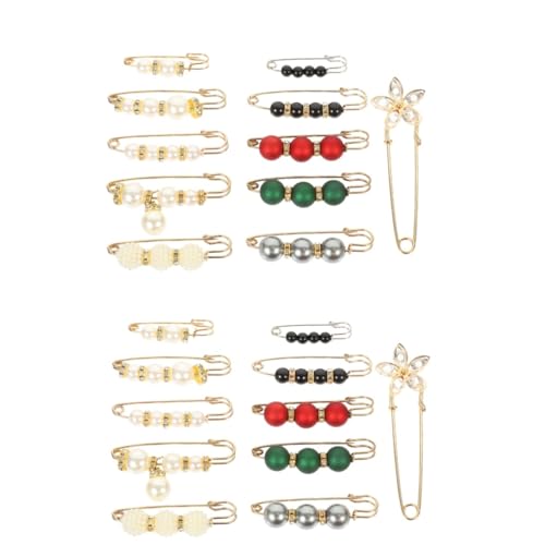 Ipetboom 2 Sätze Teiliges Künstliche Perlen Brosche Sicherheitsnadel Verstellbare Kleider Schalclips Für Damen Multifunktionale Hosen Brosche Zur Anpassung Für Pullover Röcke 11 Stücke * 2 von Ipetboom