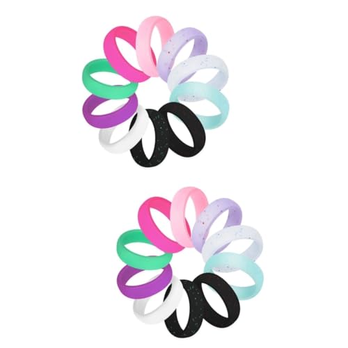 Ipetboom 2 Sätze Teiliges Sportliche Silikon Glitzer Ringe Dünne Stapelbare Bänder Komfortabel Und Langlebig Für Fitness Yoga Outdoor Aktivitäten 10 Stück * 2 von Ipetboom