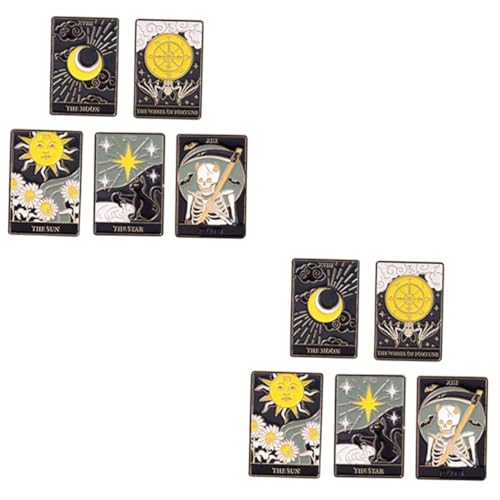 Ipetboom 2 Sätze Teiliges Tarot Karten Broschen Dekorative Anstecker Für Kleidung Taschen Hüte Enamel Pins Für Damen Für Besondere Anlässe 5 Stück * 2 von Ipetboom