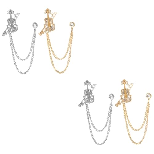 Ipetboom 2 Sätze Violine Brosche Musikalische Brosche Violine Reversnadel Stellnadel Emaille Kragennadel Cool Geigennadel Für Kleidung Geigenbrosche Pin Geigenstift Legierung 2 Stück * 2 von Ipetboom