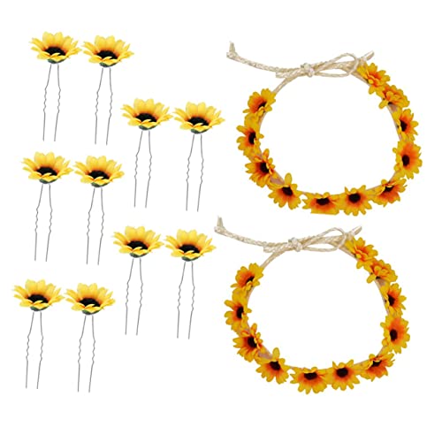 2 Satz Hochzeitshaar Braut Kopfschmuck Mexikanische Seitlicher Haarkamm Hochzeitskopfschmuck Für Die Braut Sonnenblumen Haarkamm Baby Haarspangen Tiara Strand Mädchen Kranz von Ipetboom