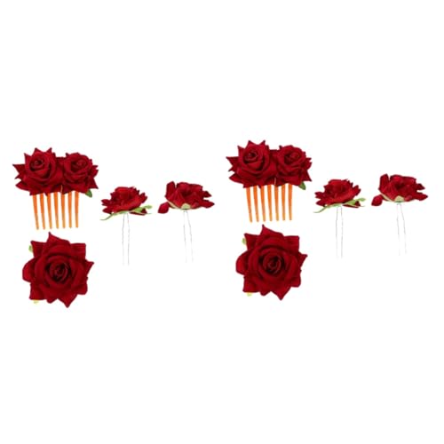 Ipetboom Haarschmuck 2 Sets Künstliche Rosen Haarspange Rosen Tänzernadel Hochzeits Rosennadel Rosen Haar Accessoires Für Frauen Künstliche Rote Rosen Hochzeit Haarnadel Dutt Seidentuch von Ipetboom