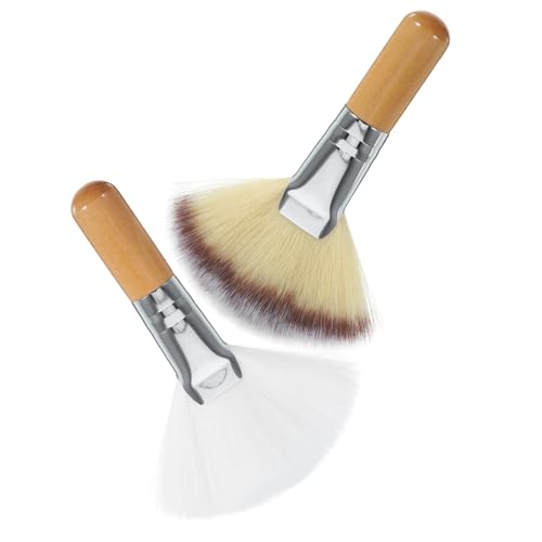 Ipetboom 2 Stck Fan Makeup Brush Großer Natürlicher Fächerpinsel für Lose Puder und Highlighter Weiche Borsten Geeignet für Präzises Gesichts make up bei Frauen und Mädchen von Ipetboom