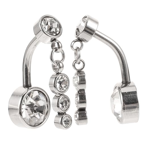 Ipetboom 2 Stck Teiliges Bauchnabelpiercing aus mit Weißen Zirkonia Glänzende Bauchnabelringe Hautfreundlich Leicht Modischer Körperschmuck für Damen für Strand Party Alltag von Ipetboom