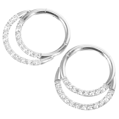 Ipetboom 2 Stck Teiliges Nasenring aus Edelstahl mit Weißem Zirkonia Dekorativer Nasenschmuck Geschlossenes Piercing für Damen Hautfreundlich und Vielseitig für Alltag Party und Besondere von Ipetboom