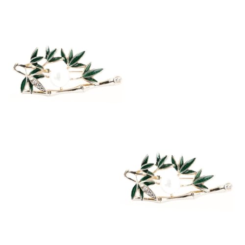 Ipetboom 2 Stck. Bamboo Brosche mit Perlen Design Kreative Brosche für Frauen Anstecknadel für Schals Kleidung Stilvolle Accessoires zur Verschönerung von Outfits von Ipetboom