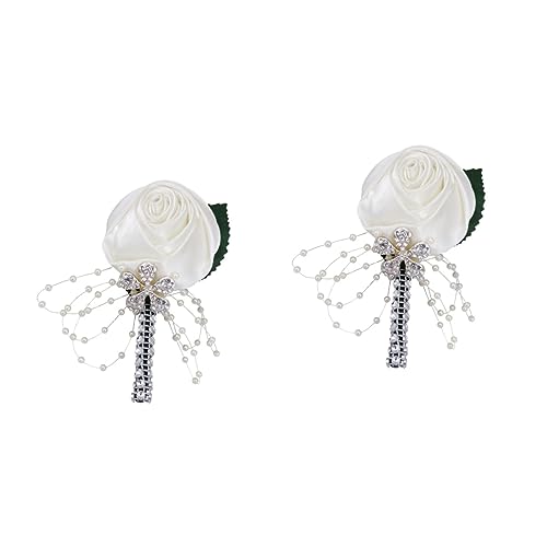 Ipetboom 2 Stck. Hochzeits Brosche für Bräutigam und Braut Künstliche Rosen Ansteckblume mit Strass für Bankett und Festliche Anlässe Elegantes Accessoire für Damen und Herren von Ipetboom