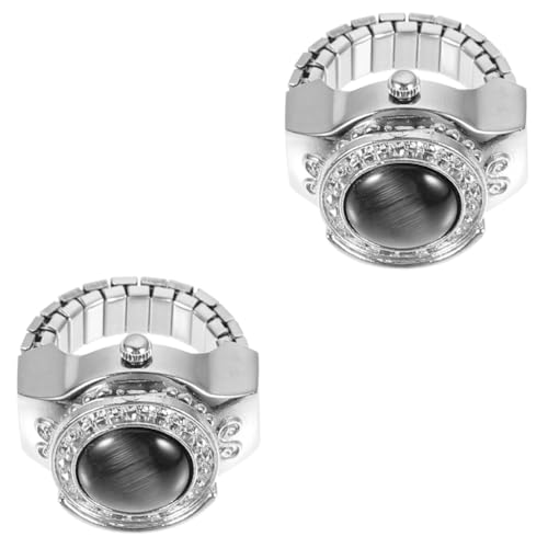 Ipetboom 2 Stck. Retro Ring Watch Kreative Fingeruhr mit Großem Ziffernblatt Damen Herren Modisches Accessoire für Exakte Quarzbewegung Design von Ipetboom