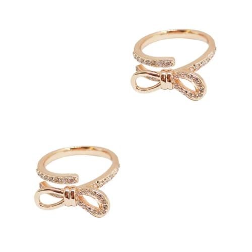 Ipetboom 2 Stck. Verstellbarer Rhinestone Ring für Damen Kreativer Offener Finger Ring im Eleganten Schleifen Design für Partys Perfektes für Freundinnen Familie von Ipetboom