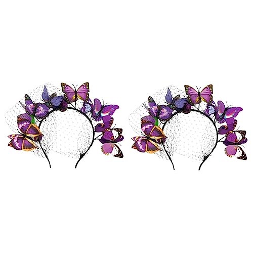 Ipetboom Braut Haarspange 2 Stk Schmetterlings-Stirnband hochzeitsdeko Gittergewebe Kopfbedeckung Haarschmuck Damen Haarnadel Plastik Violett Haarspangen Für Damen von Ipetboom