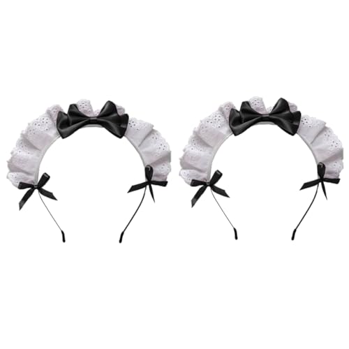 Ipetboom 2 Stk Stirnband Stirnbänder für Mädchen Haarschmuck für Mädchen haarband hair-band hairwrap Schleifen Kopfbedeckung Haarreifen für Frauenpartys Lolita Kos Requisiten Fräulein Stoff von Ipetboom