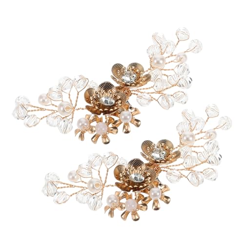 Ipetboom 2 Stück Abnehmbare Goldfarbene Blüten Schuhclips mit Funkelnden Strasssteinen Elegante Brautschmuck Schuhschnallen Teiliges Set für Damen Vielseitige Hochzeitsschmuck Accessoires von Ipetboom
