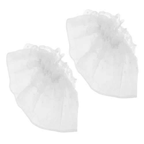 Ipetboom 2 Stück Abnehmbare Weiße Lolita Spitze Handgelenkmanschetten Teiliges mit Glockenärmeln für Braut Damen Halloween Cosplay Fake Ärmel für Stilvolle Kostüme von Ipetboom