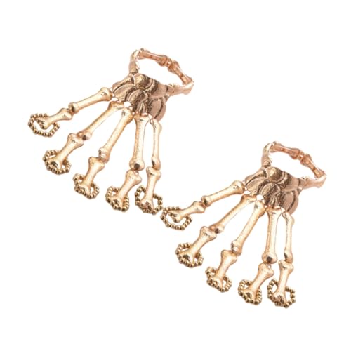 Ipetboom 2 Stück Alloy Skelett Armband Halloween Schmuck Frauen Handkette Punk Gothic Handknochen Design für Party Cosplay Rosa Gold von Ipetboom