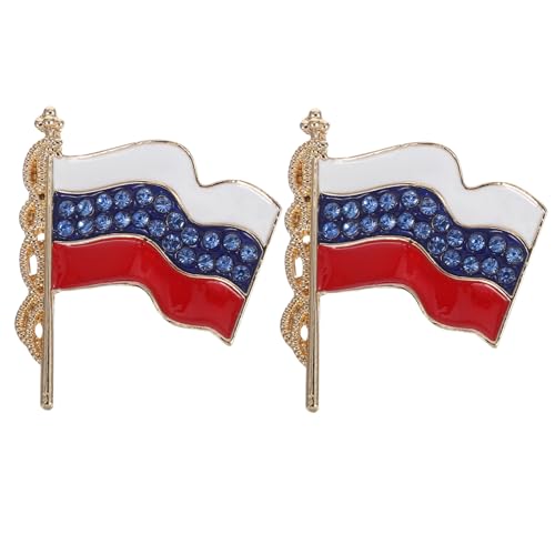 Ipetboom 2 Stück Anstecknadel Mit Russischer Flagge: Strass-anstecknadel Mit Wehender Russischer Flagge, Patriotisches Anstecker-souvenir Für Mantel, Kleid, Hut, Formelle Anlässe, von Ipetboom