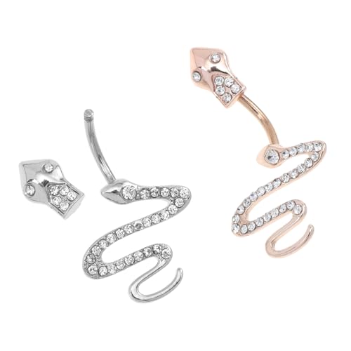 Ipetboom 2 Stück Bauchnabelpiercing aus Chirurgischem Edelstahl Schlangen Design Nabelringe Rostfrei und Poliert Modisches Nabelschmuck für Frauen und Mädchen Passend für Strand und Alltag von Ipetboom
