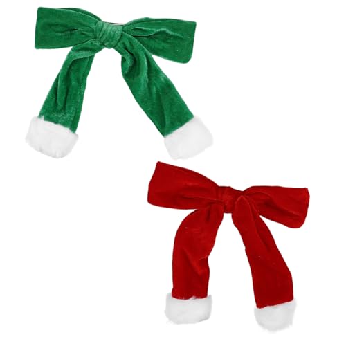 Ipetboom 2stücke Stilvolle Haarklammer Mit Schleife Für Frauen Weihnachtsaccessoire Haarspange Für Dünnes Haar Flauschiges Randdesign Sicherer Federclip Festliche Farben Für von Ipetboom