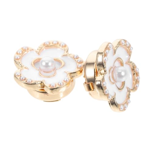 Ipetboom 2 Stück Blumen Manschettenknöpfe Legierung für Damen Perlen Knopfclips für Hemden und Kleider Teiliges mit Filigranen Details Langlebig und von Ipetboom