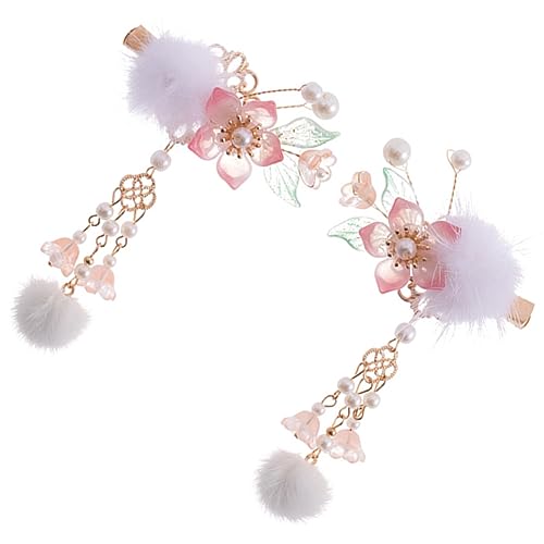 Ipetboom 2stücke Blumen-haarspangen Mit Perlen Und Fellknäuel Für Frauen Mädchen Tragen Bei Cosplay Party Hochzeit Und Anderen Anlässen von Ipetboom