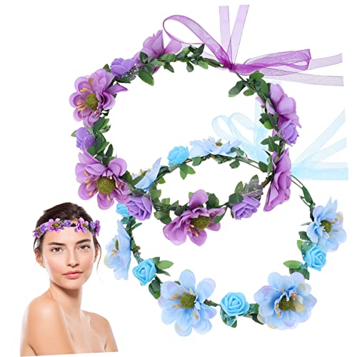 Ipetboom 2 Stück Blumenstirnband Haarblumengirlande Kranz Haarband Blumengirlande Tiara Hochzeit Blumenkrone Blumenkrone Stirnbänder Blumengirlande Kopfschmuck Blumenkrone Für Frauen von Ipetboom