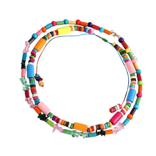 Ipetboom 2 Stück Boho Sommer Halskette mit Ethnischen Holzperlen Handgefertigte Schichten für Frauen Modisches Accessoire für Strand von Ipetboom