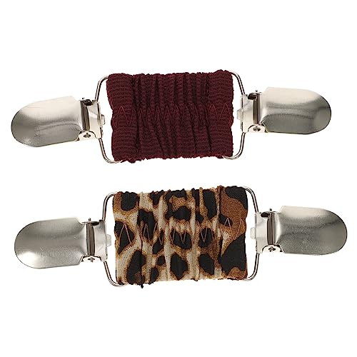 Ipetboom 2 Stück Brosche Clip für Damen Fashionable Strickjacken Clip Schal Pin Kleidungsverschluss Braunes Leopardenmuster für Eleganten Look für Pullover Schals von Ipetboom