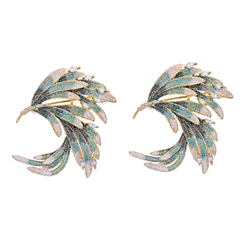 Ipetboom 2 Stück Brosche Metall mit Federdesign für Damen Anstecknadel für Kleidung Schals Jacken Perfektes für Besondere Anlässe Langlebig von Ipetboom