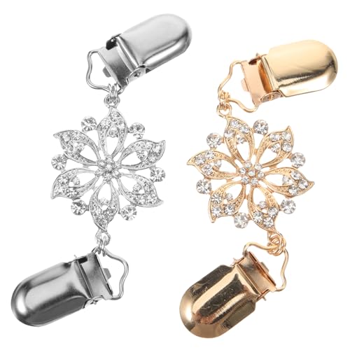 Ipetboom 2 Stück Broschen Clips mit Klassischem Hohlem Blumenmuster und Strass für Strickjacken und Schals Verbindung für Damenbekleidung Gold und Silber von Ipetboom