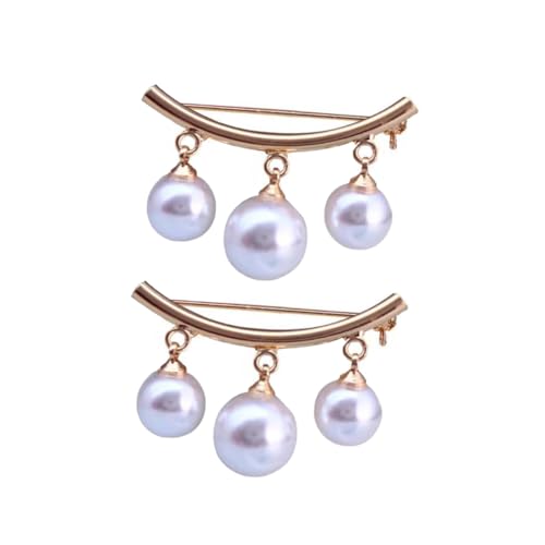 Ipetboom 2 Stück Broschen mit Perle Kreative Anstecknadeln aus Legierung Modische Kleidung Accessoires für Damen Stilvolle Abzeichen für Bankett und Party Goldfarben von Ipetboom