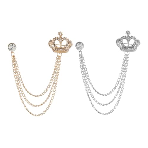 Ipetboom 2 Stück Broschen mit Strassstein Krone und Tassel Anstecknadeln für Bluse Pullover Cardigan Hemd Vielseitige Schmuckklammern für Damen und Herren von Ipetboom