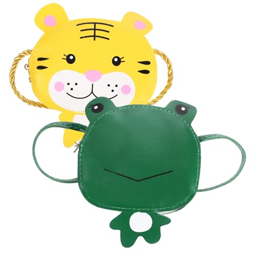 Ipetboom 2stücke Kinderhandtaschen Cartoon Umhängetasche Form Eines Frosches Und Eines Tigers Für Mädchen Für Einkäufe Und Ausflüge Pu- Mit Ausreichend Für Kleinigkeiten von Ipetboom