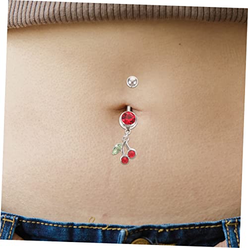 Ipetboom 2 Stück Cherry Bauchnabelpiercing Nabelring Fruchtiges Design für Damen und Mädchen Modisches Körperschmuck Accessoire von Ipetboom