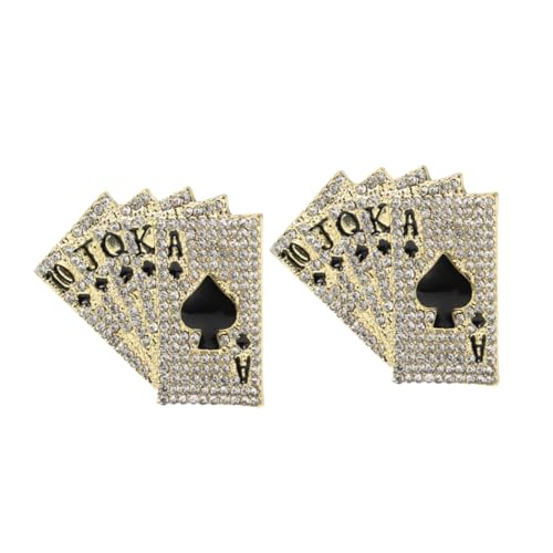 Ipetboom 2 Stück Creative Hip Hop Brosche aus Langlebiger Legierung mit Funkelnden Strasssteinen Spielkarten Motiv Straight Flush Modisches Accessoire für Anstecker Schmuck für Party und von Ipetboom