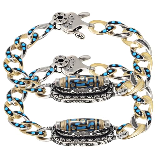 Ipetboom 2 Stück DZI -Perlenarmband Perlenarmbänder Armbänder Männer Türkisfarbenes Armband mit sechs Zeichen Handarmband türkisfarbenes Perlenarmband handgefertigtes Glücksarmband Kupfer Ipetboom 2 Stück DZI -Perlenarmband Perlenarmbänder Armbänder Männer Türkisfarbenes Armband mit sechs Zeichen Handarmband türkisfarbenes Perlenarmband handgefertigtes Glücksarmband Kupfer von Ipetboom