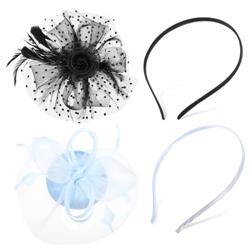 Ipetboom 2 Stück Damen Fascinator mit Netzschleier Elegantes Haaraccessoire für Hochzeiten Tea Parties Atemberaubendes Stirnband für Verschiedene Frisuren Leicht Atmungsaktiv von Ipetboom