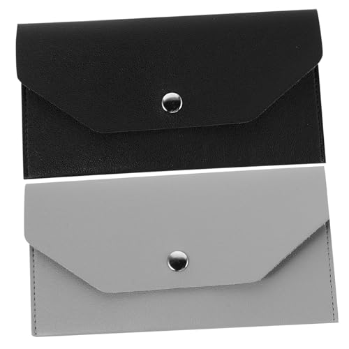 Ipetboom 2 Stück Damen Geldbörse mit Druckknopf Verschluss Kompakte Kleine Brieftasche aus Retro PU Portables Münzfach und Stifteetui Stilvoll für Reise Alltag und Business Schwarz von Ipetboom