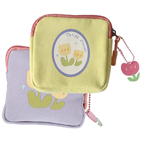 Ipetboom 2 Stück Damenbinden Aufbewahrungstasche Tragbare Münztasche Baumwolle Hygienebeutel für Damen Exquisites Design für Periodenartikel für Reisen und Alltag von Ipetboom