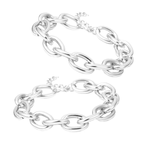 Ipetboom 2 Stück Damen Punk Link Chain Choker Halskette aus Aluminium Langlebige Leichte Statement Ketten mit Geometrischem Design Vielseitig Kombinierbar für Alltag und Festliche Anlässe von Ipetboom