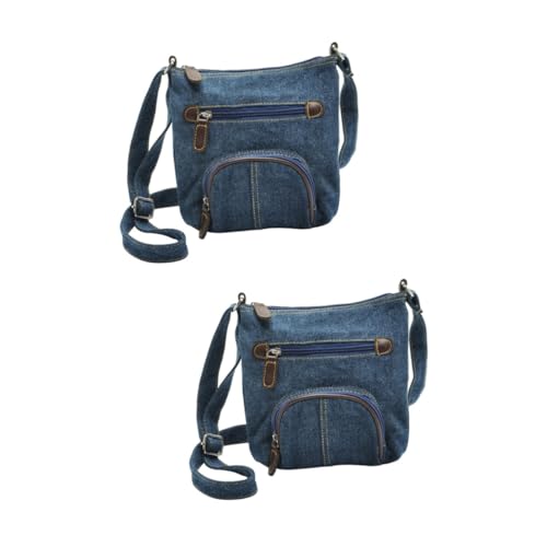 Ipetboom 2 Stück Damen Umhängetasche aus Denim mit Fronttasche Lässige Jeans Handtasche in Blau Schultertasche für Alltag Arbeit Shopping und Freizeit Crossbody Tasche von Ipetboom