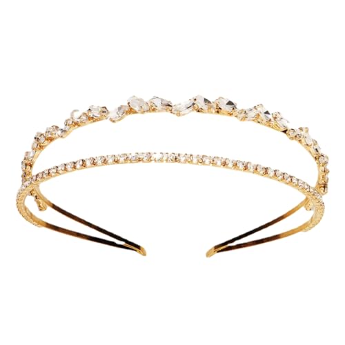 Ipetboom 2St Diamant-Stirnband Hochzeitshaar Strass-Kopfschmuck Haarband Haargummis goldene Haaraccessoires Tiara Hochzeit Stirnband Braut Stirnband Kristall Kopfbedeckung Blatt Haarschmuck von Ipetboom