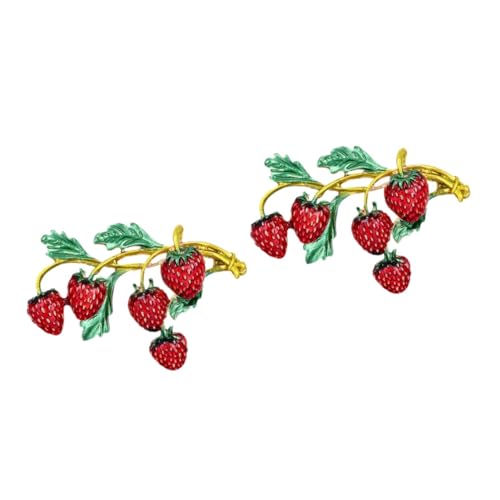 Ipetboom 2 Stück Erdbeer -Corsage -Stift Mode Erdbeere Dekorative Stift Brosche zur Dekoration Erdbeerstifte Fruchtstift Broschennadel süße nadel kleid broschen Legierung von Ipetboom