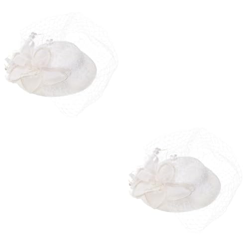 Ipetboom 2 Stück Fascinator Hut für Damen Weiße Kopfdekoration mit Netzdesign Blumenverzierung für Hochzeiten Teepartys Bälle Besondere Anlässe Leicht Vielseitig Kombinierbar Fotorequisit von Ipetboom